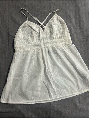 Eyelet Swiss Dot Spaghetti Strap Tank Top